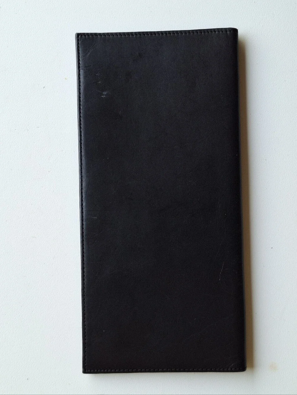 MERCEDES BENZ Leather Checkbook Cover Black Bifold Document Wallet Case 9x4.5